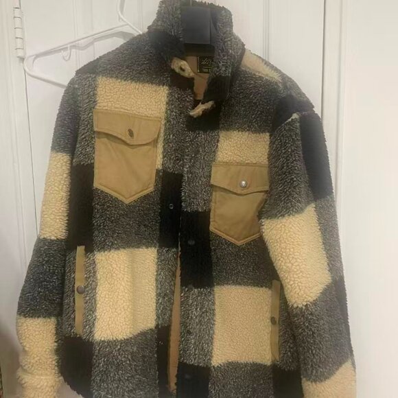 LL Bean X Todd Snyder Hi-Pile Sherpa Snap Plaid Shirt Jacket Shacket Mens S - Picture 9 of 10